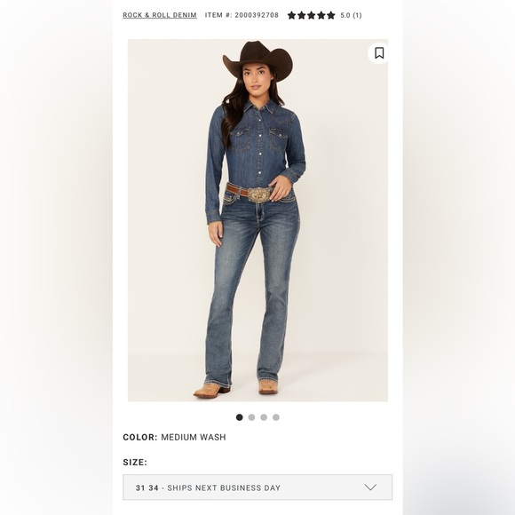 ROCK & ROLL DENIM WOMEN'S MEDIUM WASH MID RISE STRETCH BOOTCUT JEANS SIZE 32x34 - Picture 6 of 6